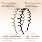 Zig Zag Headbands - 4Pcs Non Slip Comb Headband with Teeth for Women Classic Wavy Claw Headband for Men‘s Women's Hair Fashion Hair Accessories