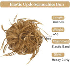HMD Tousled Updo Messy Bun Hair Piece Hair Extension Ponytail With Elastic Rubber Band Updo Bun Synthetic Hairpieces for Women