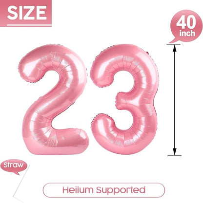 23 Balloon - Pastel Pink Birthday Number Balloons, 40 Inch Decorations | Pastel - Image 5