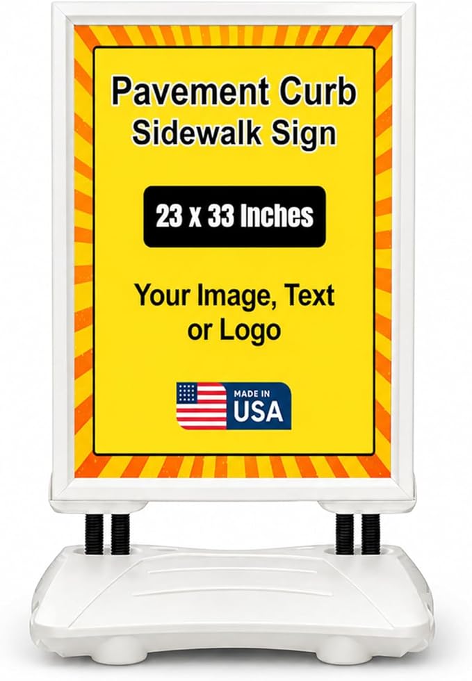Custom Weighted Sidewalk Sign by DC – 23x33 Outdoor Sign Holder by DreamController
