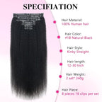 Invisi Edge Clip In Hair Extensions Human Hair 2 Pack 240g 16pcs Kinky Straight Invisible Clip Ins For Women Full Head Injected Clip Ins Remy Human Hair Extensions Natural Color 18inch