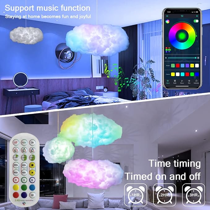 3D Big Cloud lightning Light Kit Music Sync Warm White Multicolor lightning - Image 3