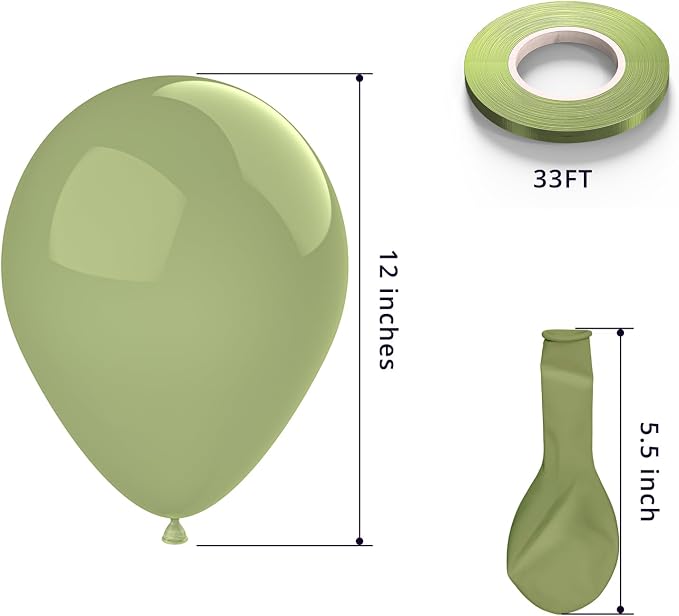 KBZVNAF Sage Green Latex Party Balloons 50 Pack 12 inch | Olive Green Helium - Image 2