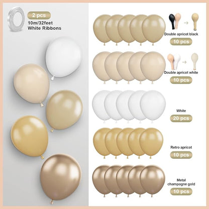 Apricot Balloons Set, 12Inch Apricot Nude Latex Balloon Metallic Champagne Gold - Image 2
