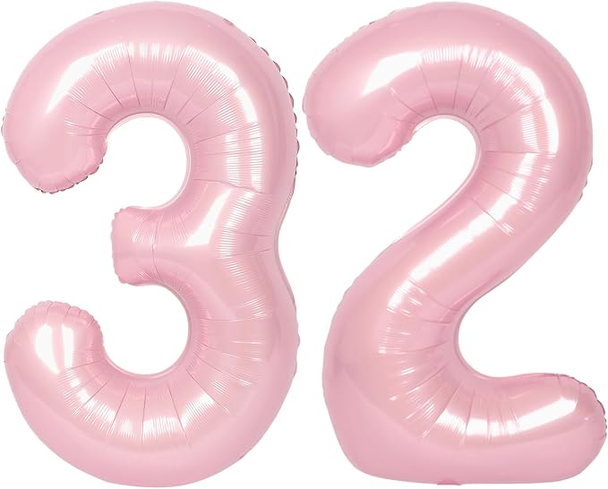 SUWEN 40 Inch Large Pink 32 Balloon Numbers Big Foil Helium Number Balloons 0-9 by SUWEN