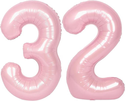 SUWEN 40 Inch Large Pink 32 Balloon Numbers Big Foil Helium Number Balloons 0-9 by SUWEN
