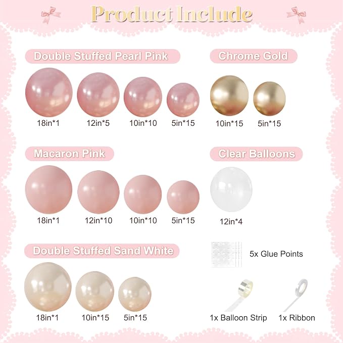 Pink Gold White Balloon Arch Kit - Image 2