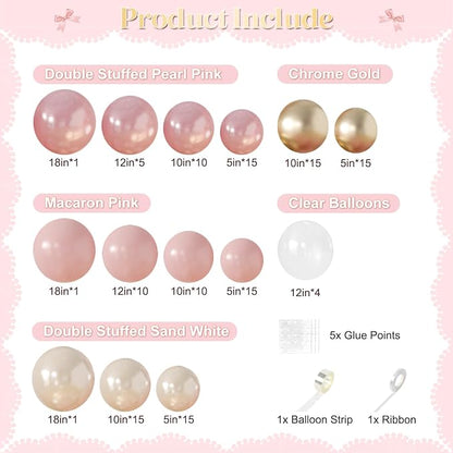 Pink Gold White Balloon Arch Kit - Image 2
