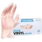 ForPro Disposable Vinyl Gloves, Clear, Industrial Grade, Powder-Free, Latex-Free, Non-Sterile, Food Safe, 2.75 Mil. Palm, 3.9 Mil. Fingers, Medium, 100-Count