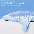 Silk Pillowcase for Hair and Skin 2 Pack 100% Mulberry Silk Bed Pillowcase Hypoallergenic Soft Breathable Both Sides Silk Pillow Case with Hidden Zipper, Pillow Cases (Standard, Blue)