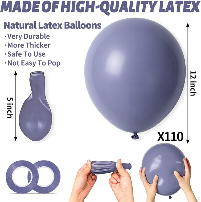 110pcs Dusty Blue Balloon 12 Inch - Image 3