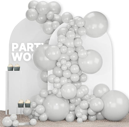 PartyWoo Grey Balloons 140pcs Light Pastel Pale Gray Color 5 Inch | 18 12 10 5 by PartyWoo