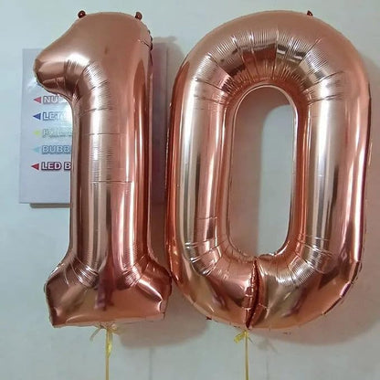Rose Gold 10 Number Balloons, 40 Inch Big Giant Jumbo 10 Balloon Numbers Rose - Image 4
