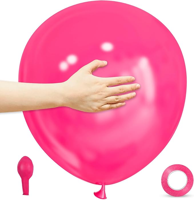 18 Inch Hot Pink Balloons 12 Pack Big Magenta Fuchsia Balloons Thick Latex Hot by ASIYUHY
