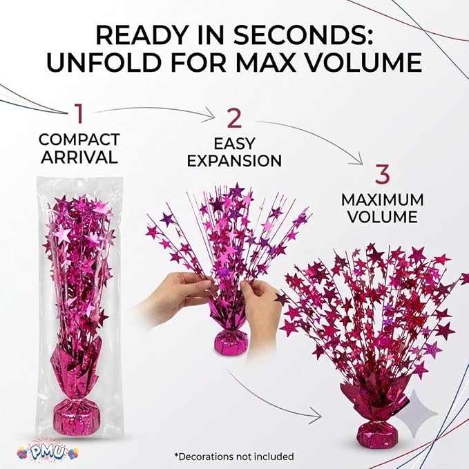 PMU Bursting Star Metallic Foil Spray Centerpiece- Burgundy Prismatic Balloon - Image 6