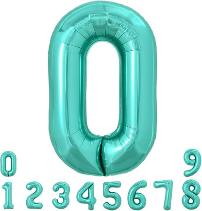 TONIFUL 40 Inch Large Teal Blue Number Balloons, Giant Jumbo Helium Foil Mylar by TONIFUL