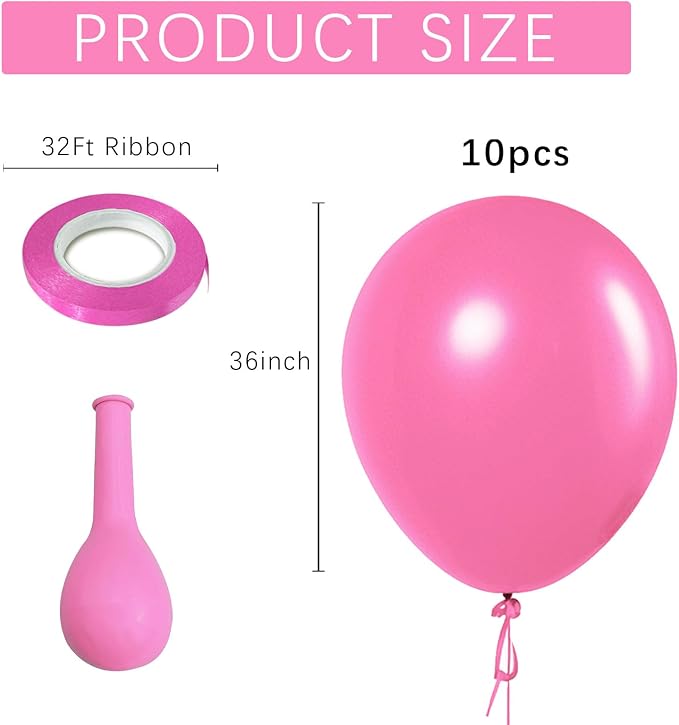 Pink Balloons Pink Birthday Decorations 10 Pack 36 inch Round Gender Reveal - Image 2