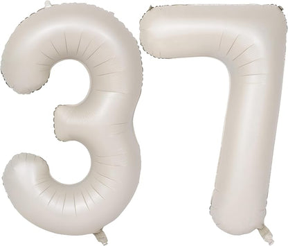 40 In Cream white Number Balloons Helium Foil Mylar Balloon Digital 37 | by Exquisitehighqualitypartydecorationstomeetyoureveryneed%EF%BC%81