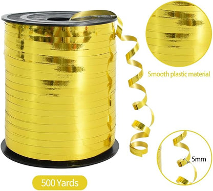 TONIFUL 500 Yards Curling Ribbon-Balloon Ribbons-Shiny Gold Metallic Balloon - Image 2