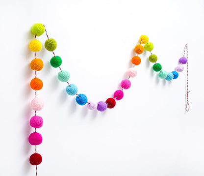 3 Pcs Pre-Strung Reusable Happy Birthday Banner, Handmade Wool Felt Ball Garland - Image 8