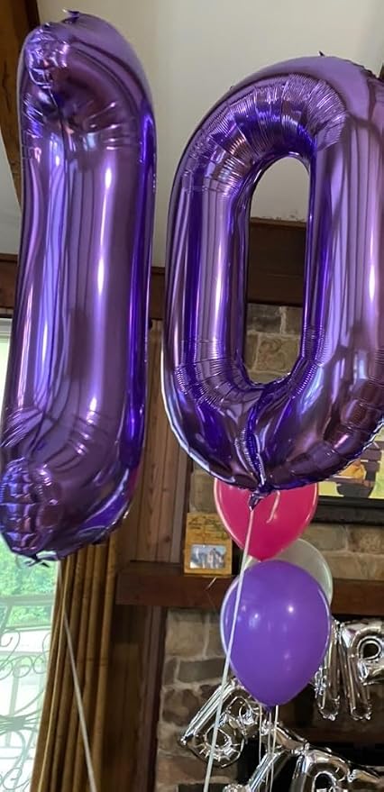 10 Balloon 40 inch Purple Number Balloons - Image 2
