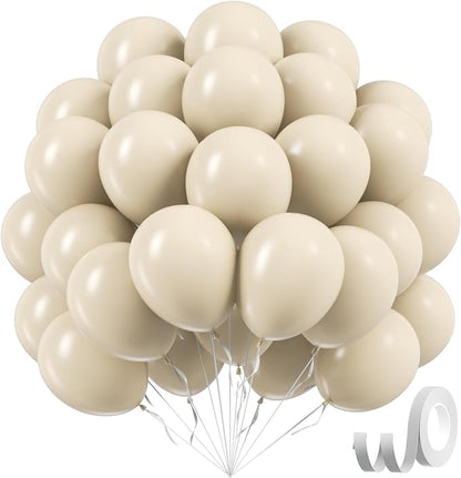 Sand White Balloons 12 inch, Cream Beige Latex Balloons 50pcs Party Balloon by Awenztech