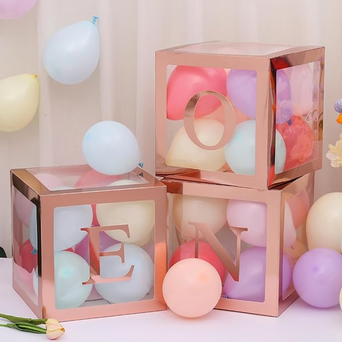 Rose Gold One Boxes for 1st Birthday, One Balloon Box - Image 2
