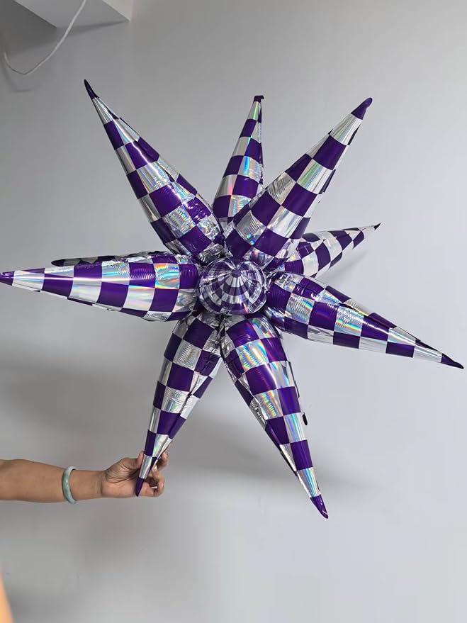 Purple Gingham Balloons Check Balloons Gingham Birthday Party Decorations - Image 5