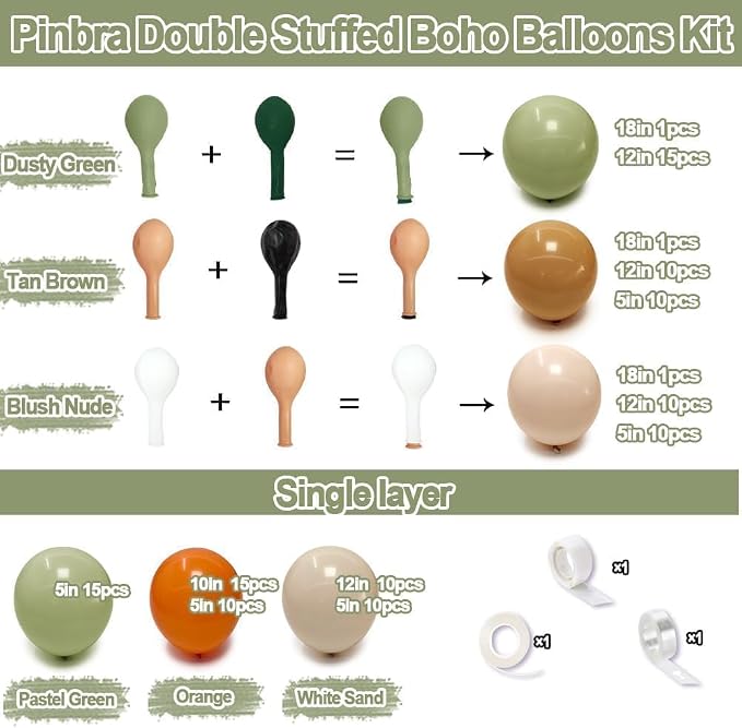 Dusty Green Orange Balloon Garland Double Stuffed Blush Brown Nude Balloon Arch - Image 3