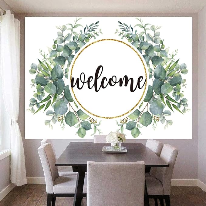 10x7ft Watercolor Greenery Leaves Housewarming Backdrop, Elegant Floral Green - Image 3