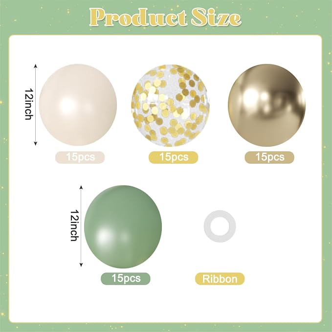 Sage Green Balloons for Boho Baby Shower Bridal Shower Birthday Decorations | - Image 2