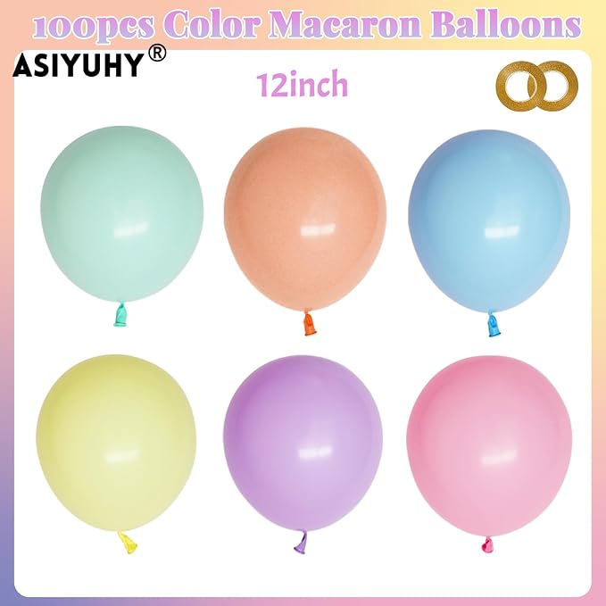 Pastel Balloons 100 Pack 12 inch Pastel Colors Latex Party Balloons - Image 2