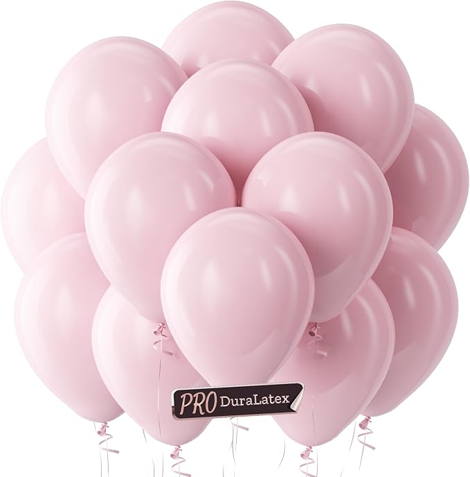 Pro Duralatex Pastel Pink Extra-Thick Balloons 100 Pack 12 inch | Round Pink by Bezente