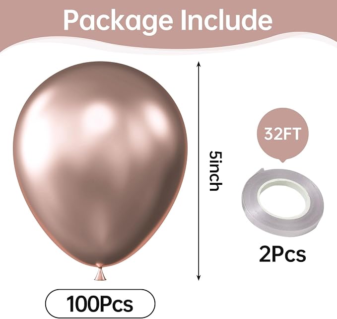 Metallic Rose Gold Balloons, Birthday Decoration, Wedding Party, Baby Shower - Image 2