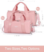 Compact Sports Gym Bag for Women Girls, Cute Mini Duffle Bag with Wet Pocket & Shoes Compartment, Personal Item Travel Workout Bag, 16"-Small, Pink