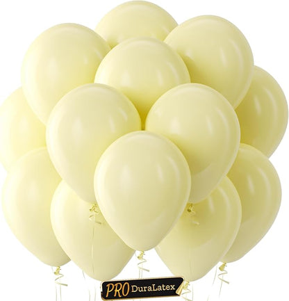 Pro Duralatex Pastel Yellow Extra-Thick Balloons 100 Pack 12 inch | Light by Bezente