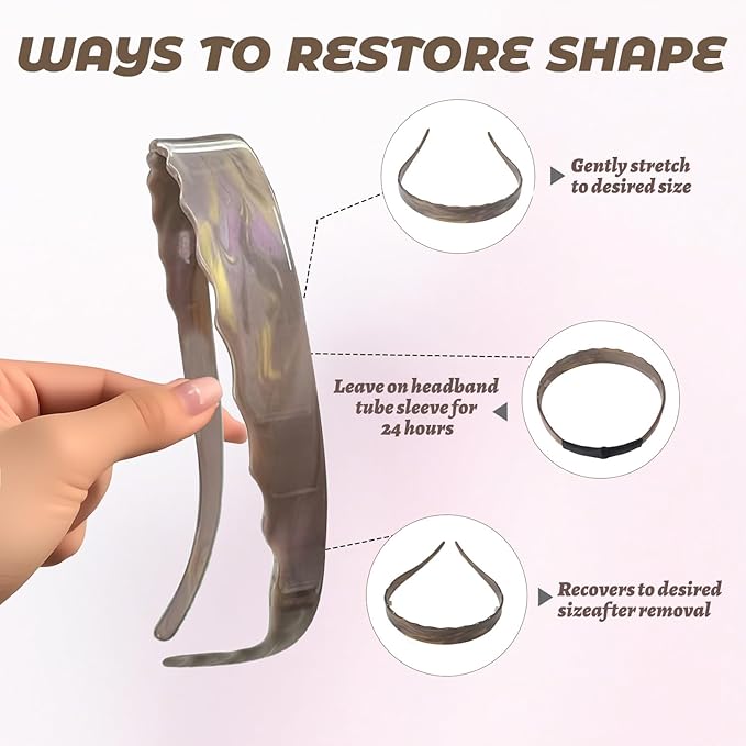 Headbands with Teeth Non-Slip Thin Acetate Hairbands for Women, Sunglasses Headband Design, 90s Retro Hair Barrettes, No Pressure & No Headache Hair Bands (Brown Marble)