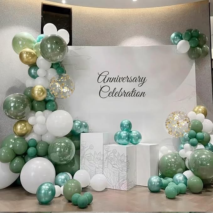 MEBAY 155Pcs Sage Green White Gold Balloon Garland Arch Kit - Image 6