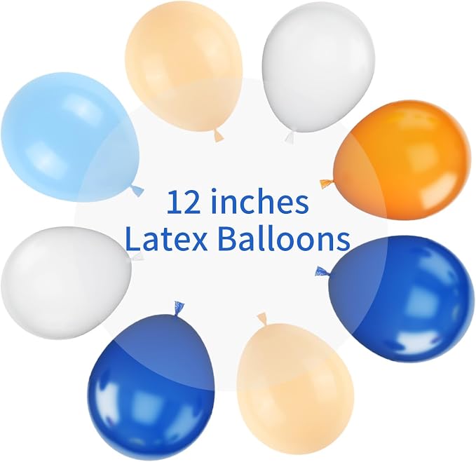 Orange and Blue Balloons, 12 Inch Orange White Blue Balloon Pastel Orange Royal - Image 3