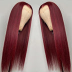 Burgundy 99J Lace Front Wigs Human Hair Pre Plucked Wine Red 13x4 Straight Lace Frontal Wig with Baby Hair for Black Women 150% Density Wig Colored Brazilian Virgin Hair Wig 14 Inch