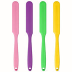 4-PCS Non-Stick Reusable Wax Silicone Spatula, Silicone Waxing Applicators for Hair Removal, for Home Salon Body Use (Pink&Purple&Yellow&Green, size 4)