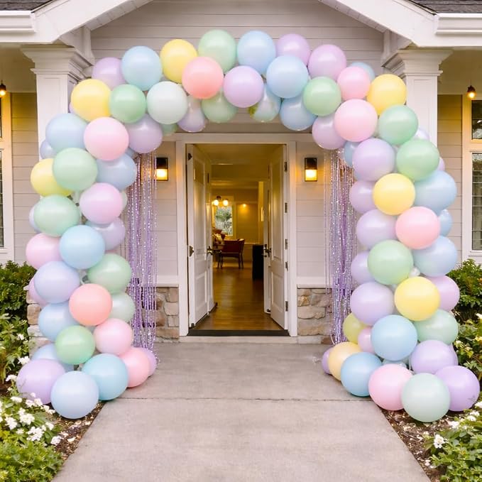 Pastel Rainbow Balloons Garland Kit, 12 Inch Macaron Latex Balloons - Image 6