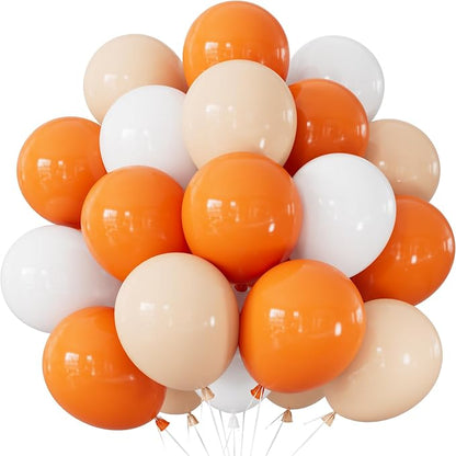 Orange and White Balloons, 12 Inch Fall Balloons by Haolongfa