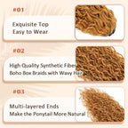 Drawstring Ponytail for Women Boho Box Braids with Long Wavy Hair Ponytail Extension Synthetic Hair Extensions Ponytail for Daily Use (27#, 18 Inch)