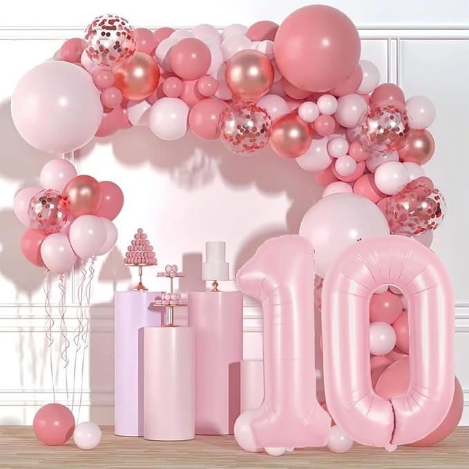 TONIFUL 40 Inch Pastel Pink Number 0 Balloons Large Foil Birthday Decor | Light - Image 6