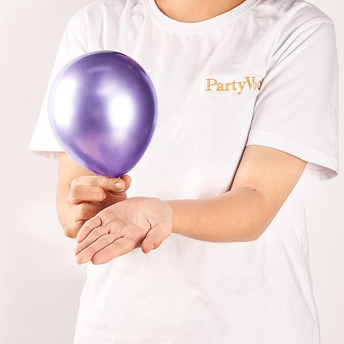 PartyWoo Purple Balloons 50pcs Metallic Purple Chrome Color 5 Inch | Balloons - Image 2