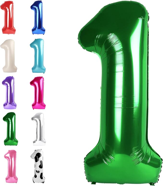 Green Number 1 Balloon 40 inch, Balloon numbers party supplies, deco photo shoot by Upgesy