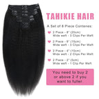 Kinky Straight Human Hair Clip in Extensions 120g Full Head Clip ins for Women 100% Unprocessed Brazilian Virgin Human Hair Yaki Straight Clip ins Remy Hair Natural Black 8Pcs 18Clips 14inch