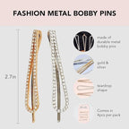 Kitsch Rhinestone Silver and Gold Hair Accessories for Women, Stylish Hair Gems | Decorative Bobby Pins for Weddings, Party, Prom, Events or Everyday Look | Ideal Gifts for Women - Set of 4