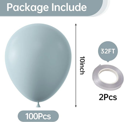 10 Inch Retro Mist Blue Balloons - Image 2
